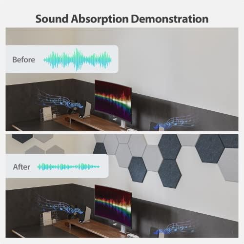 12 Pack Hexagon Acoustic Panels Self Adhesive Sound Proof Foam - Image 3