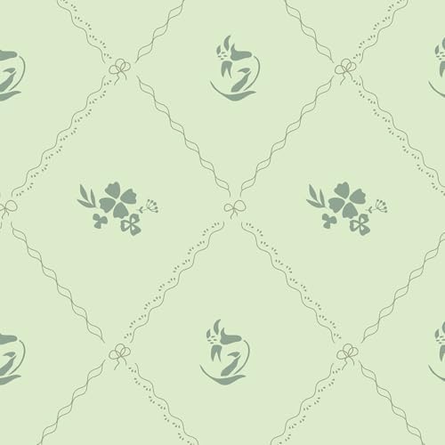 Hopepak Peel and Stick Wallpaper Stripe Floral Wallpaper 17.3" x 78.7" Green by Hopepak