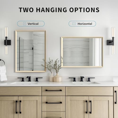 Oak Wood Effect Framed Wall Mirror, 36x40 Rectangle Mirror - Image 6