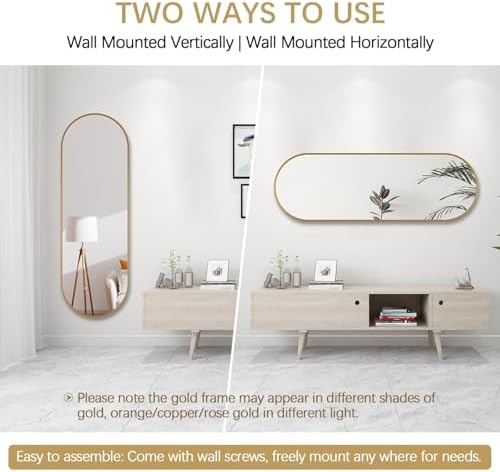 Niccy Oval Full Length Mirrors, Long Wall-Mounted Mirror - Image 6