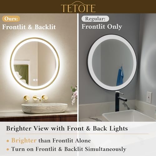 TETOTE Gold Led Round Mirror - Image 4