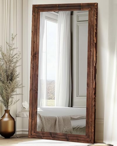 76x34in Full Length Mirror, 3-Tier Stepped Solid Wood Frame - Image 4