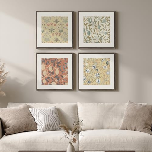 Framed Vintage William Morris Botanical Wall Art Set of 4, 12x12 In - Image 4