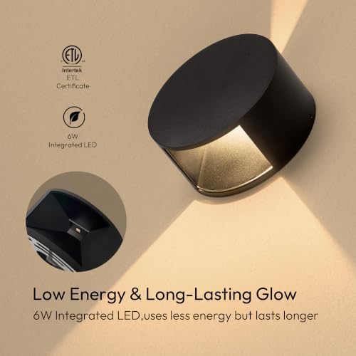 Tubicen Wall Sconce Set of 2, Dimmable Round LED Wall Lights, Beam-Adjustable - Image 5