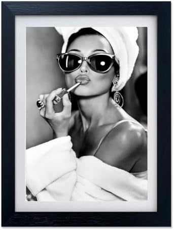 Audrey Hepburn Lips Wall Art Black and White Bathroom Home Canvas Print Trendy by Fangfey+Art