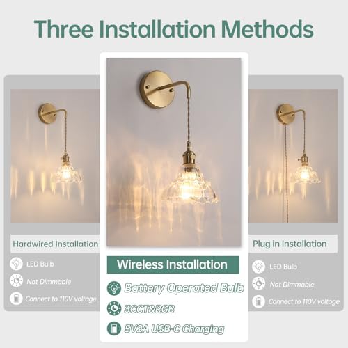 Shenmoyl Battery Operated Wall Sconce Wall Lamp - Image 4