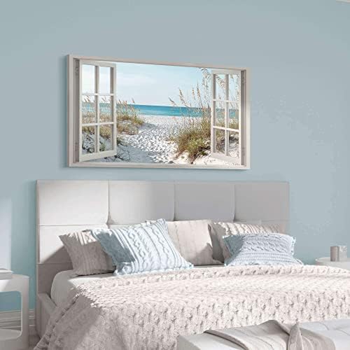 Window Beach Wall Art Prints: Modern Large Tropical Coastal Landscape Canvas - Image 5