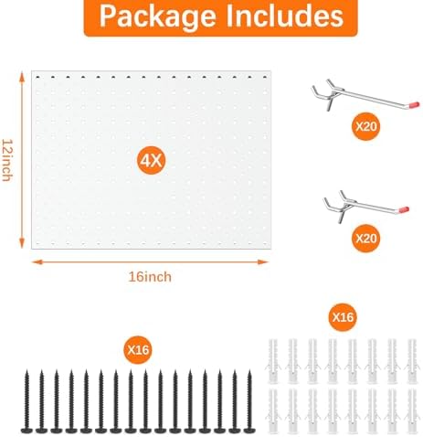 TORACK Metal Pegboard Panels and Hooks, Tool Organizer Peg Board - Image 4