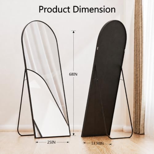 Simple Deluxe 68"x25" Arched Full Length Mirror–Black Aluminum Alloy Floor - Image 3