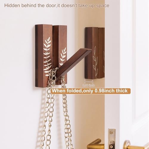 Rustic Folding Wall Hooks: Decorative Wood Hook 2Pack - Image 4