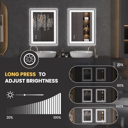 LOAAO 24"X32" LED Bathroom Mirror Black Framed - Image 3
