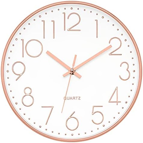 Foxtop 12" Modern Wall Clock Silent Battery Operated Rose Gold Clock - Image 2