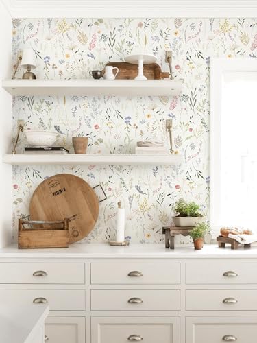 Dimoon 118"x16.1" Floral Peel and Stick Wallpaper Beige Contact Paper Thicken - Image 5