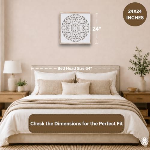 JFY Designs Corky Hand Carved Wood Medallion Wall Panels Bedroom Décor - Image 3