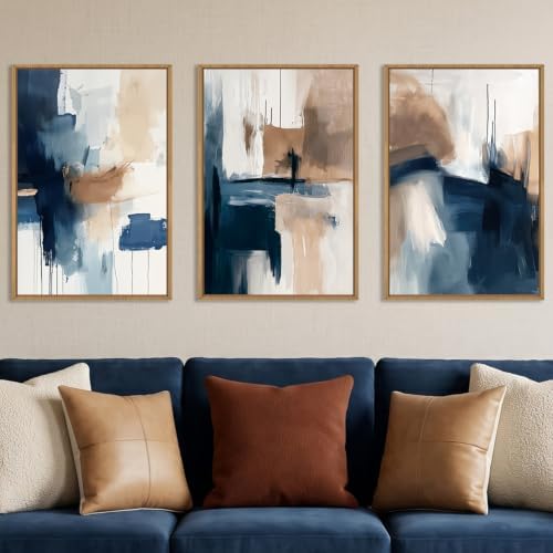 Large Abstract Brush Stroke Framed Canvas Wall Art, Modern Pastel Wall Decor - Image 2