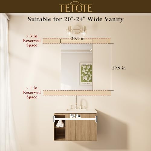 TETOTE Frameless Mirror 20" x 30" Bathroom Mirrors - Image 2