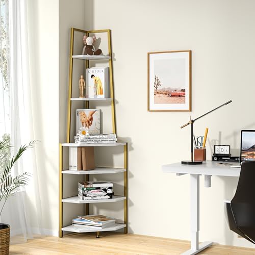 VECELO 6 Tier Corner Shelf 69 Inch Industrial Bookshelf - Image 3