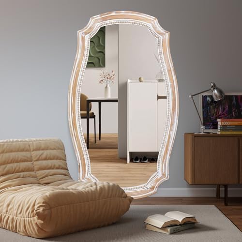 36x24 Inch Scalloped Wall Mirror, Rustic Farmhouse Wood Frame Mirrors - Image 5