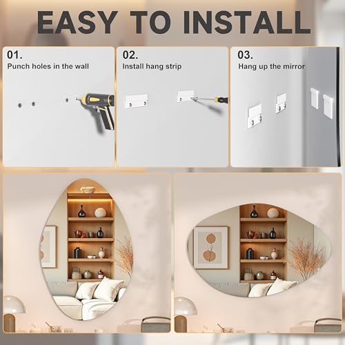 Hasipu 27"x18" Irregular Wall Mirror Frameless Asymmetrical Mirror - Image 3