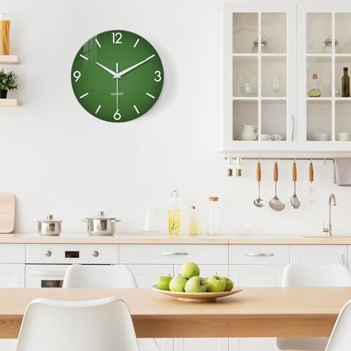 XFM Green Wall Clock Battery Operated 12 Inch Silent Simple - Image 3