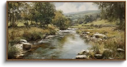 InSimSea Extra Large Framed Vintage Wall Art, River Rolling Hills by InSimSeaArt