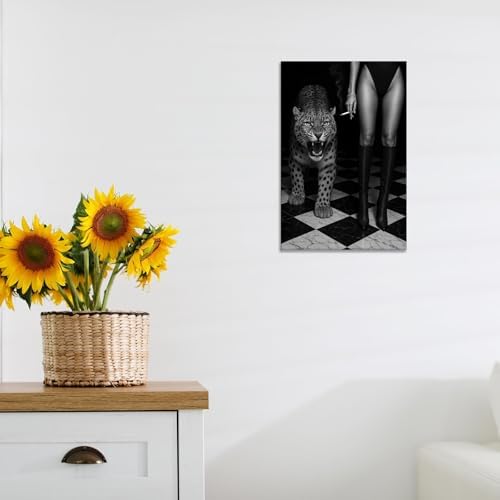 Black And White Leopard Poster Trendy Women Boots Canvas Wall Art Bold Glam - Image 6