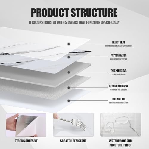 10pcsMarble Peel and Stick Waterproof Wall Panels, Backsplash - Image 4