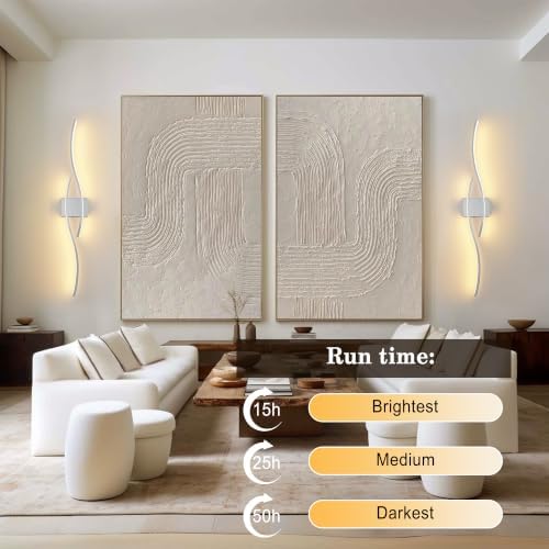 KARTOOSH Wireless Wall Sconces Set of 2, Dimmable LED Sconce - Image 3
