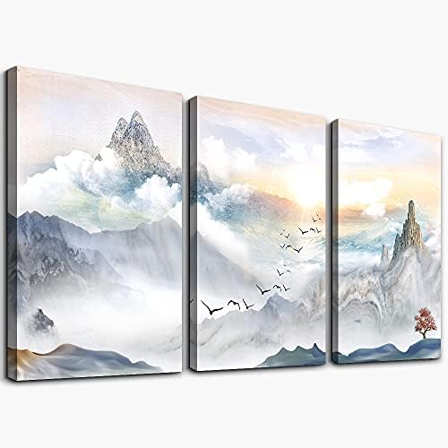 Mountain Landscape Abstract Painting Canvas Wall Art by TTHYUEWS