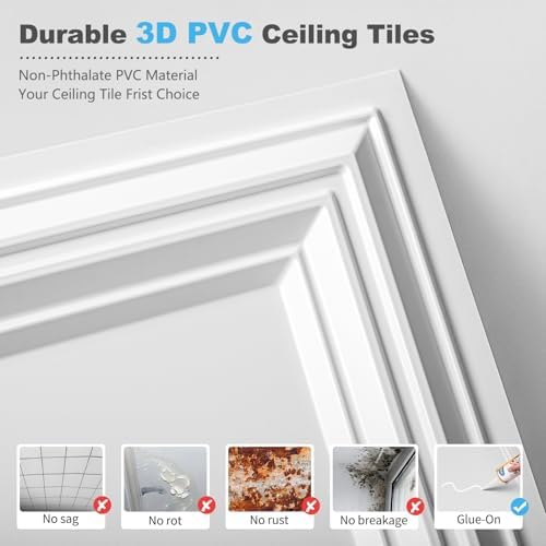 Art3d 12-Pack Waterproof Drop Relief Ceiling Tiles, 24 x 48 in - Image 2