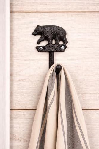 The Bridge Collection Rustic Black Bear Wall Hook – Cast Iron Wildlife Hook - Image 3