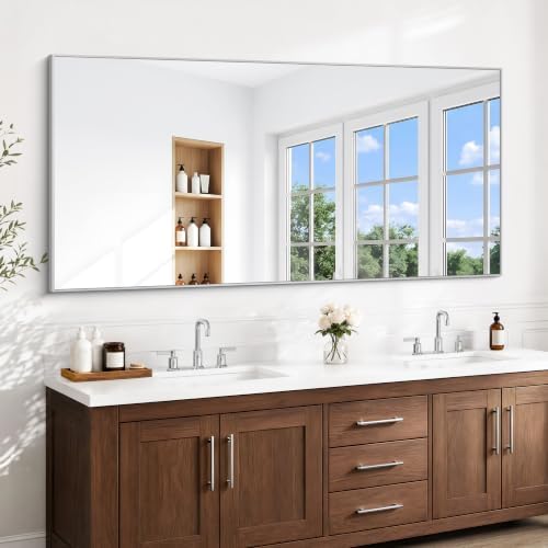 BONEWEI Silver Bathroom Mirror, 72x36 inch Wall Mirror by BONEWEI