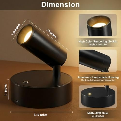 Magnetic Rechargeable Picture Light 2 Pack, Wireless Art Spotlight - Image 6