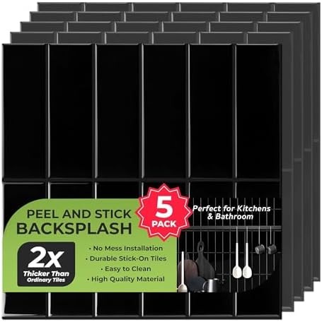 Select 5 Pack Peel and Stick Backsplash Square Tiles, 12x12 in by selectlighting