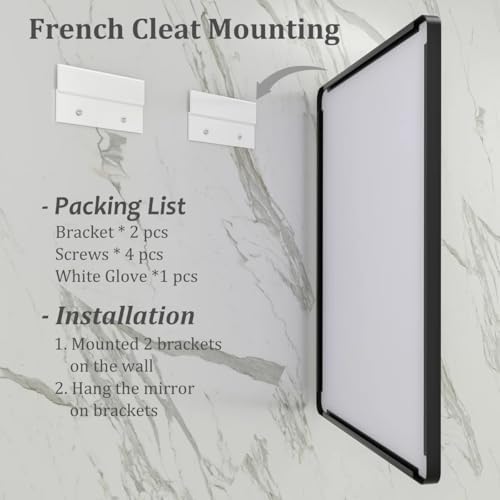 60x40 Inch Black Metal Framed Bathroom Mirror - Image 6