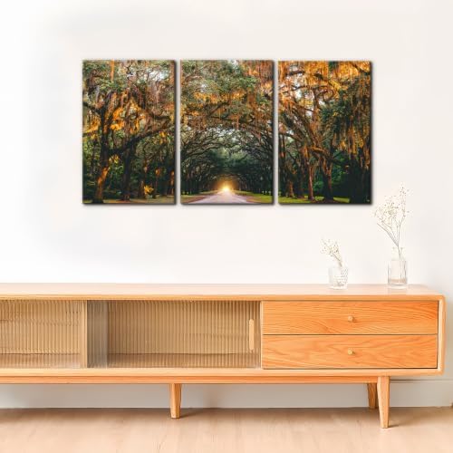 Pacimo 3 Pieces Autumn Landscape Wall Art Decor Fall Orange Hanging Tree Canopy - Image 2