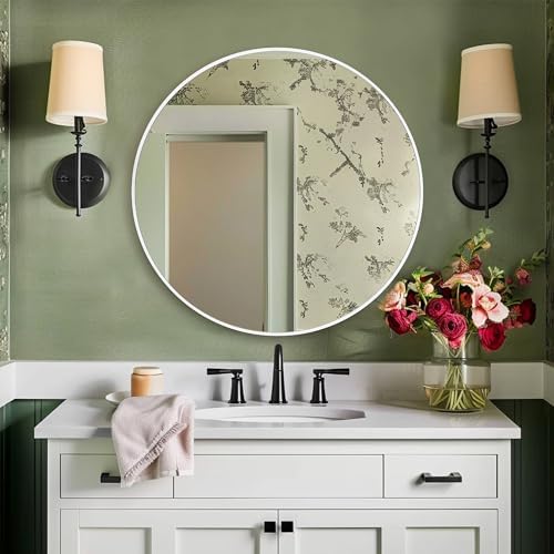 White Round Mirror 30 Inch for Bathroom - Image 5