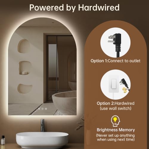 28"x40" Arched LED Lighted Bathroom Mirror - Image 6