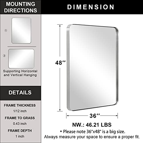 ANDY STAR 36”x48”Brushed Nickel Mirror - Image 5