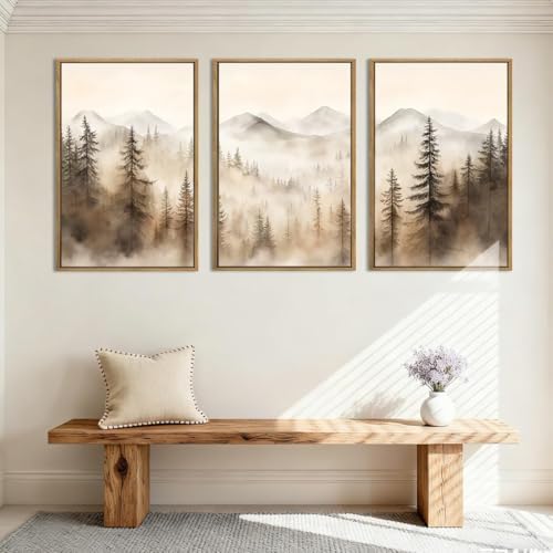 IARTTOP Large Mountain Forest Framed Canvas Wall Art 16x24 Inch Set of 3 - Image 6