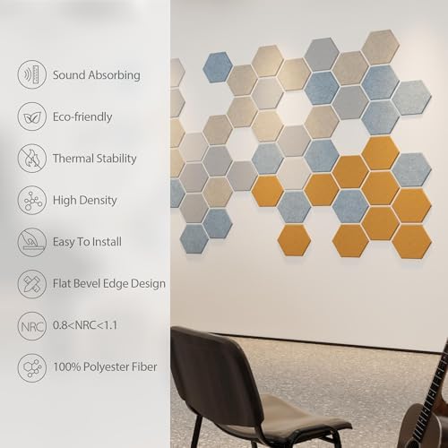 12 Pack Hexagon Acoustic Panels Self Adhesive Sound Proof Foam - Image 5