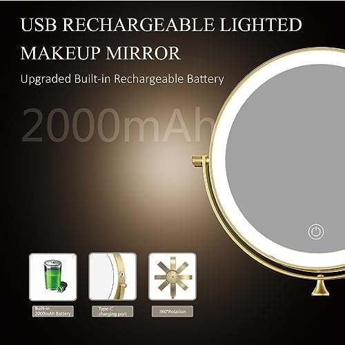 8" Wall Mounted Lighted Makeup Mirror, Oval Base - Image 6