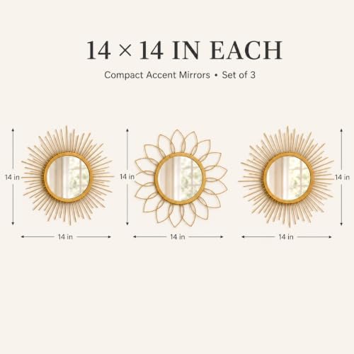 Gold Sunburst Mirror 14x14 Inch, Decorative Wall Accent - Image 4