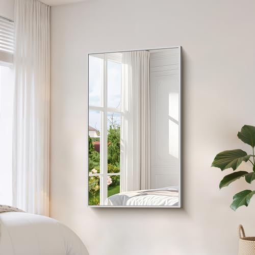YIROMAN Bathroom Mirror 50"x30", Large Brushed Silver Bathroom Mirror - Image 4