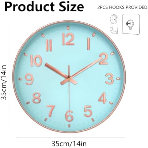 14Inch Silent Analog Wall Clock Non Ticking Clocks - Image 3