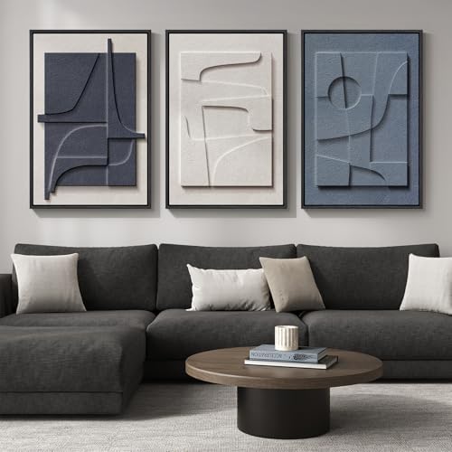 Large Framed Blue Abstract Wall Art - Image 2