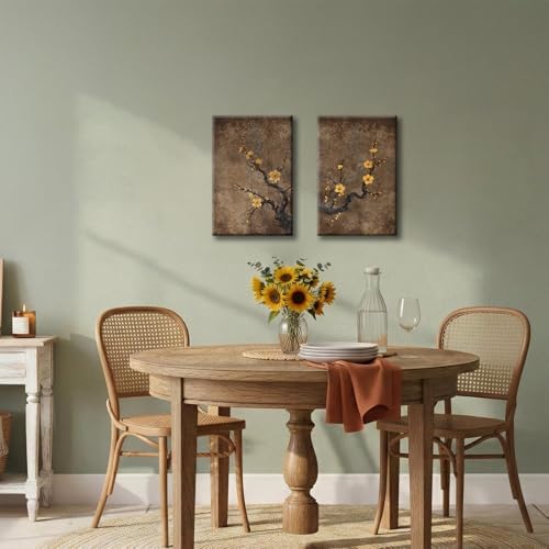 KBCXOY Japanese Floral Wall Art Vintage Botanical Flower Canvas Prints - Image 6
