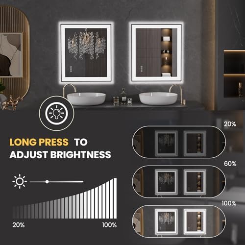 LOAAO 28"X32" LED Bathroom Mirror Black Framed - Image 3