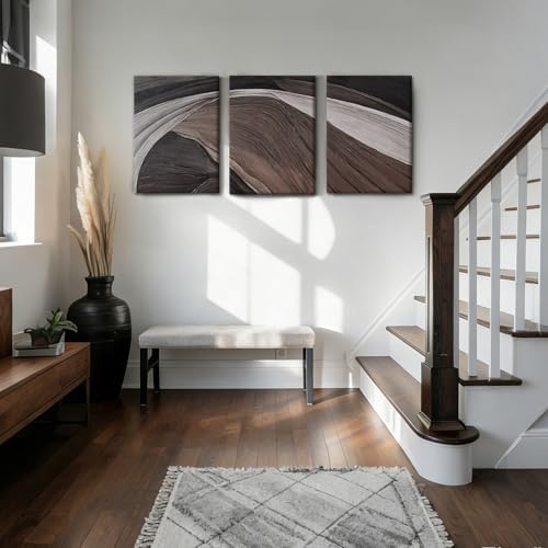 LYYGLYY 3Pcs Framed Brown and Black Canvas Wall Art 12x16 Inches - Image 2