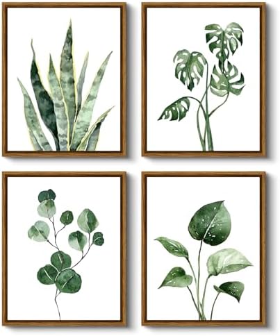 VIYYIEA Sage Green Botanical Wall Art Set of 4, Watercolor Painting, 8 x 10 by VIYYIEAART